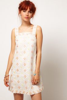 Asos Salon Pinafore Dress with Daisy Embroidery - Lyst