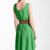 Calvin Klein Scoop Neck Pleated Chiffon Dress in Green (kelly) - Lyst