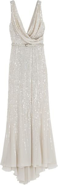 Elie Saab Wrap Cowl Sequin Gown - Lyst