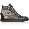 Giuseppe Zanotti Python print Leather Hightop Sneakers in Brown (silver) - Lyst