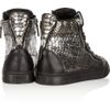 Giuseppe Zanotti Python print Leather Hightop Sneakers in Brown (silver) - Lyst