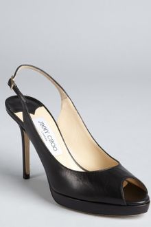Jimmy Choo Black Leather Nova Peep Toe Slingbacks - Lyst