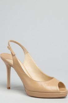 Jimmy Choo Nude Leather Nova Peep Toe Slingbacks - Lyst