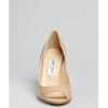 Jimmy Choo Nude Patent Leather Baxen Peep Toe Wedges in Beige (nude) - Lyst