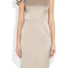 Lela Rose Ruffled Silk Satin Dress in Beige (champagne) - Lyst