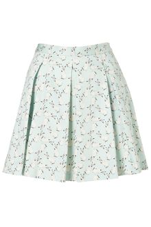 Topshop Bunny Print Invert Pleat Skirt - Lyst