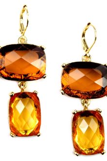 Anne Klein Gold Tone Topaz Colored Glass Bead Double Drop Earrings - Lyst