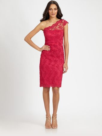 David Meister Asymmetrical Lace Dress - Lyst