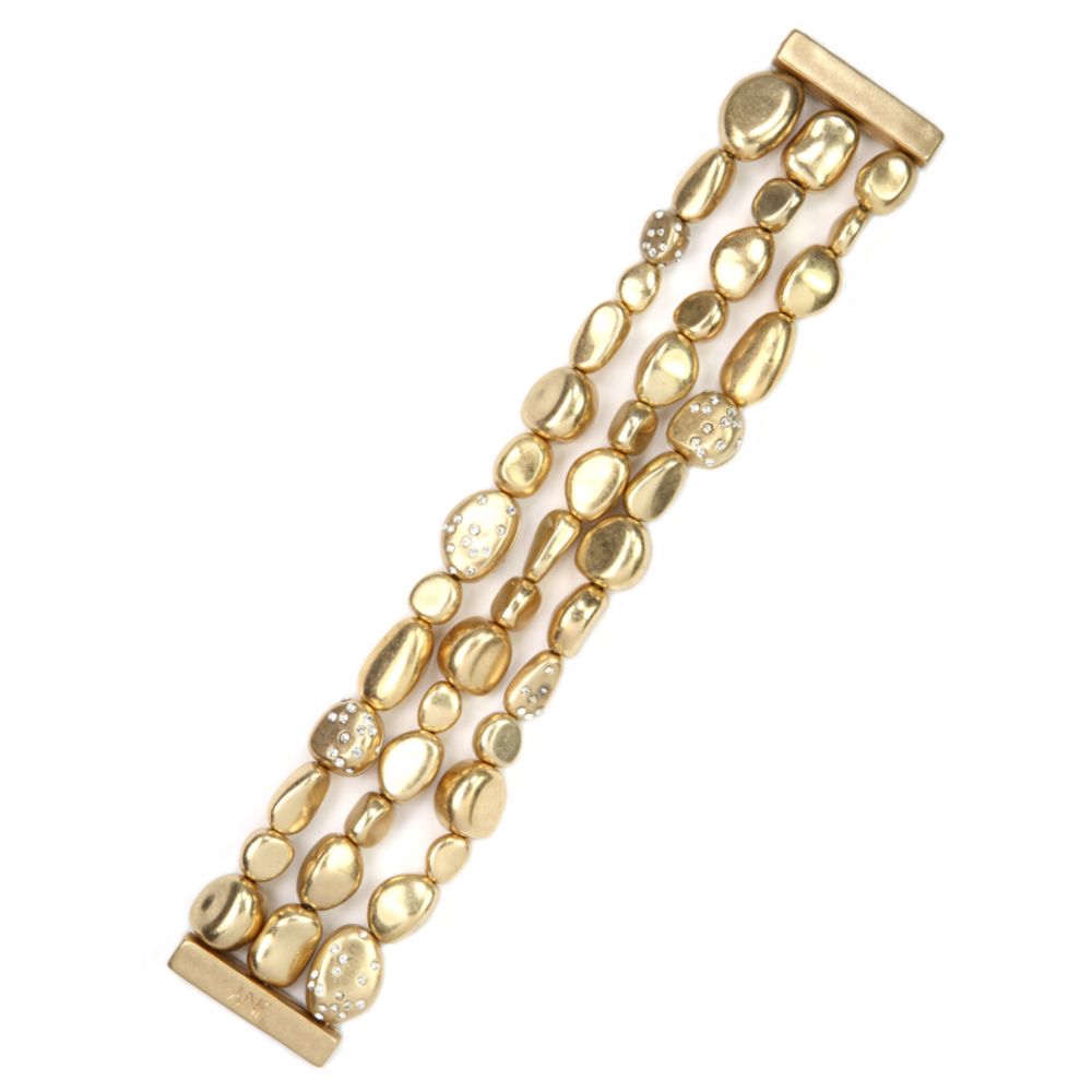 Jones New York Worn Gold Tone 3row Bead Stretch Bracelet in Gold Lyst