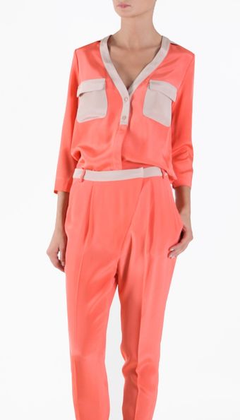  Silk Color Block Blouse 