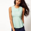 Asos Collection Asos Sleeveless Top with Peplum in Blue (mint) - Lyst