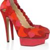 Charlotte Olympia Valentine Heart Appliqué Suede Pumps in Red - Lyst