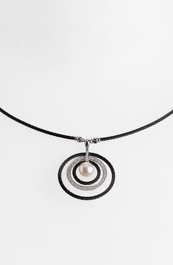  Pearl Diamond Pendant Necklace 