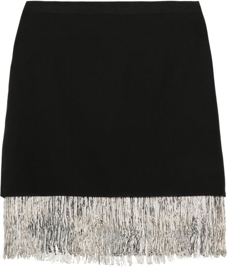 Elizabeth And James Fitzgerald Fringed Silkcrepe Skirt in Black - Lyst