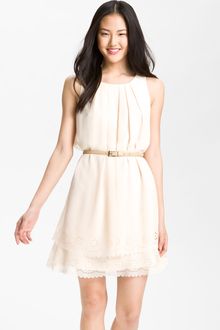 Jessica Simpson Tiered Eyelet Crêpe De Chine Dress - Lyst