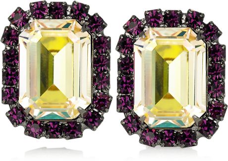 Kenneth Jay Lane Gunmetalplated Swarovski Crystal Clip Earrings in Yellow (gunmetal) - Lyst