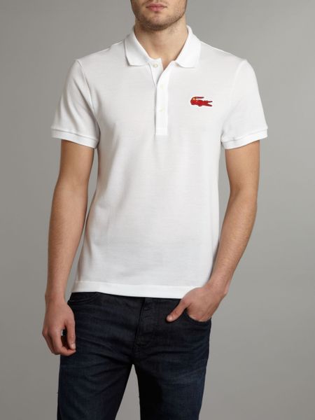 Lacoste Slim Fit China Croc Polo Shirt in White for Men | Lyst