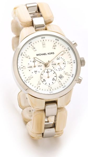 Michael Kors Showstopper Chronograph Watch in Beige (silver) - Lyst