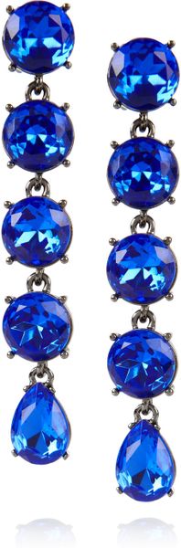 Oscar De La Renta Gunmetaltone Drop Clip Earrings in Blue (gunmetal) - Lyst
