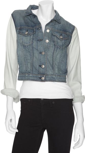 Rag & Bone Preview Denim Jacket with Leather Sleeves in Blue (denim) - Lyst