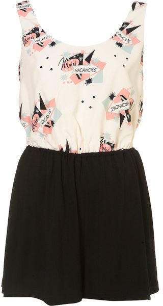 Topshop Motel Print Playsuit in Black - Lyst