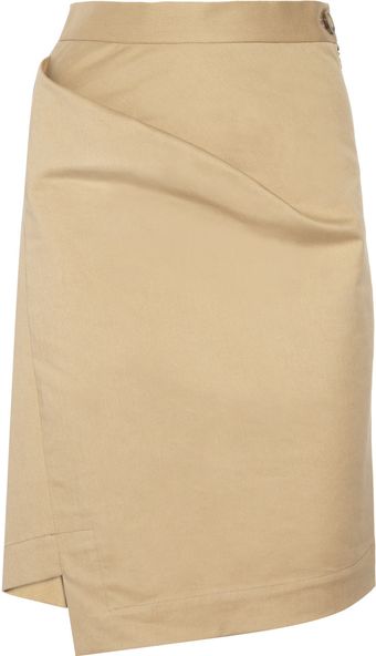 Vivienne Westwood Anglomania New Accident Folded Stretchcotton Skirt - Lyst