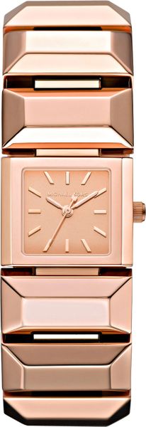 Michael Kors Square Rose Golden Bracelet Watch in Pink (null) | Lyst