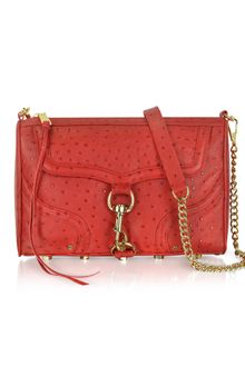 Rebecca Minkoff Mac Bombe Ostrich Embossed Leather Clutch Shoulder Bag  - Lyst