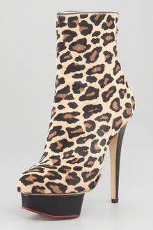 Charlotte Olympia Lucinda Leopardprint Calf Hair Platform Ankle Boot - Lyst