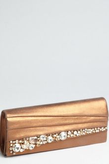 Giuseppe Zanotti Bronze Suede Pleated Embellished Alien Clutch - Lyst