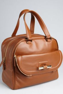 Jimmy Choo Tan Leather Justine Slide Bar Satchel - Lyst