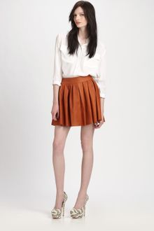 Alice + Olivia Boxpleat Leather Skirt - Lyst
