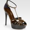 Burberry Leather Tstrap Platform Sandals in Brown - Lyst