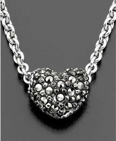 Judith Jack Sterling Silver Marcasite Pavé Crystal Reversible Heart in Silver - Lyst