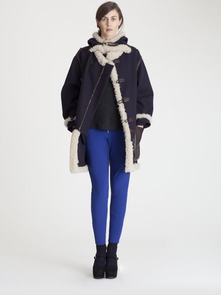 Marni Shearling Wool Coat in Blue - Lyst