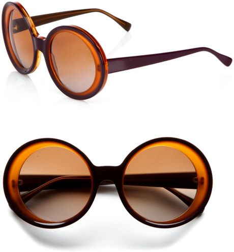 Marni Oversized Twotone Round Plastic Sunglasses in Purple (bordeaux) - Lyst