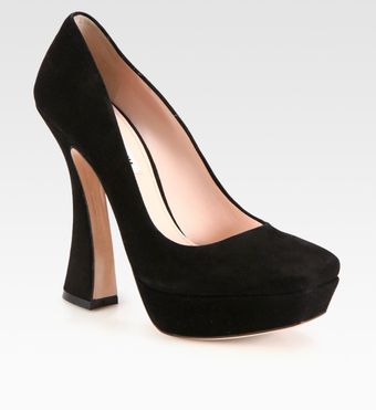 Suede Curved Heel Pumps 