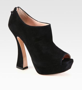  Suede Peep Toe Ankle Boots 