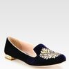 Miu Miu Velvet Jewel Smoking Slippers in Blue - Lyst