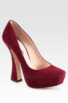 Miu Miu Suede Curved Heel Pumps - Lyst