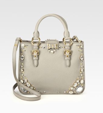 Miu Miu Madras Jeweled Satchel - Lyst