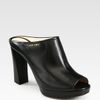 Prada Leather Peep Toe Slides in Black - Lyst