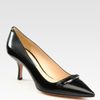 Prada Leather Point Toe Logo Pumps in Black - Lyst