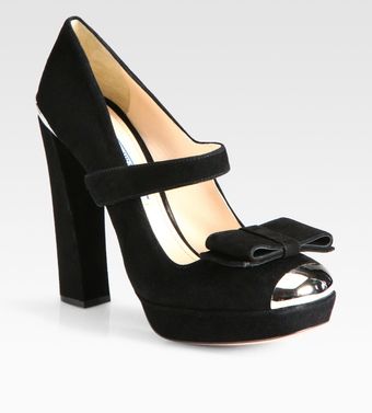  Suede Mary Jane Toe Cap Pumps 