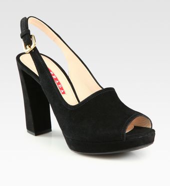  Suede Slingback Platform Sandals 