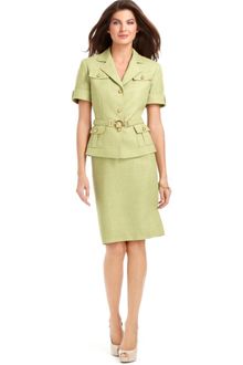 Tahari Short sleeve Belted Jacket Skirt - Lyst
