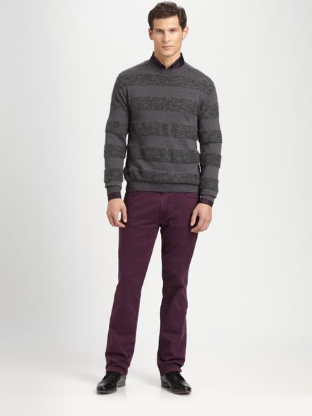 Versace Striped Crewneck Sweater in Gray for Men (grey) - Lyst
