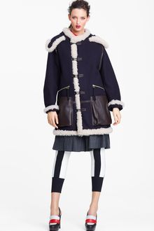 Marni Edition Hooded Oversized Wool Coat with Shearling Trim - Lyst