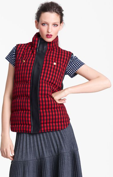 Marni Edition Check Print Puffer Vest in Red (red black) - Lyst