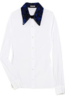 Miu Miu Sequined Collar Cotton Poplin Shirt - Lyst